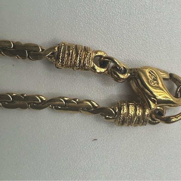 Vintage Attwood & Sawyer A&S Gold Tone Rope Pendant Necklace Rhinestone UK FLAWS - Picture 11 of 14